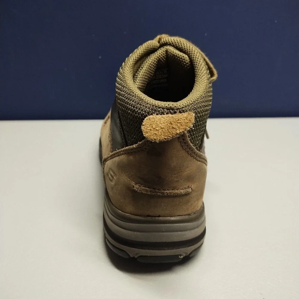 Skechers Classic Fit Boots Mens Size 8.5 Brown Leather Memory Foam Lace Up 65169